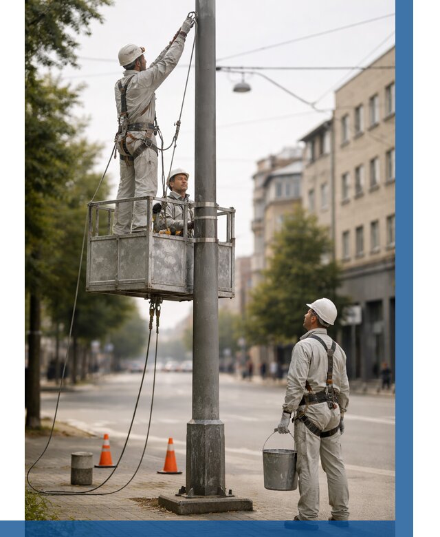 Покраска опор освещения в Кандалакше от 5052 р. | ВЫСОТНИК-Кнд