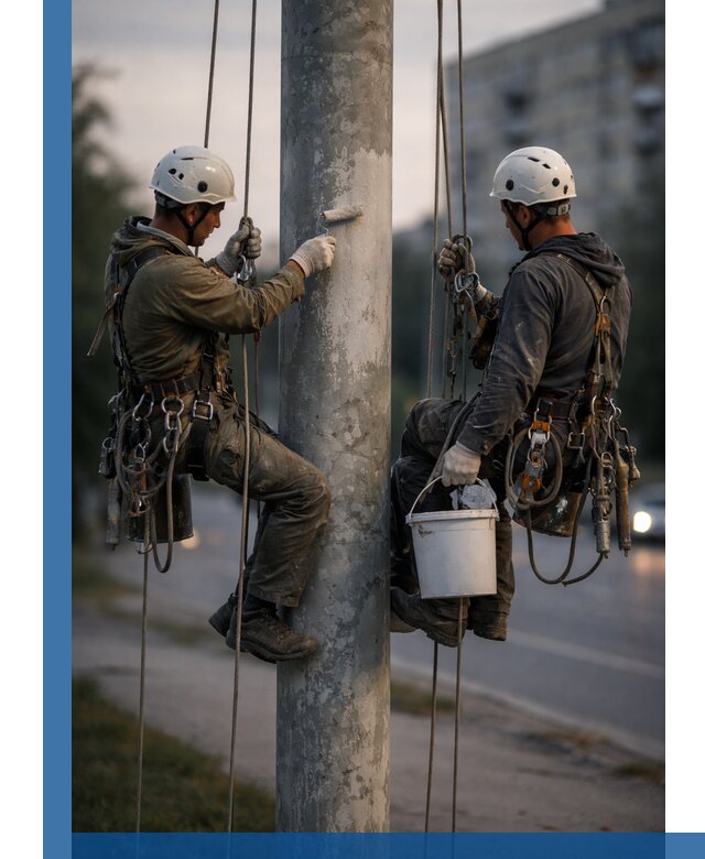 Покраска опор освещения и антикоррозийная защита в Кандалакше
