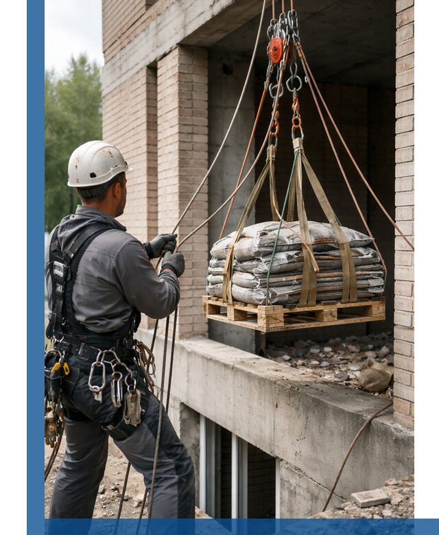 Подъем материалов на этаж веревками в Кандалакше оперативно