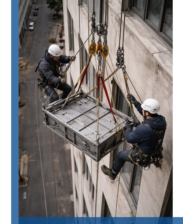 Спуск и подъем грузов по фасаду в Кандалакше для зданий