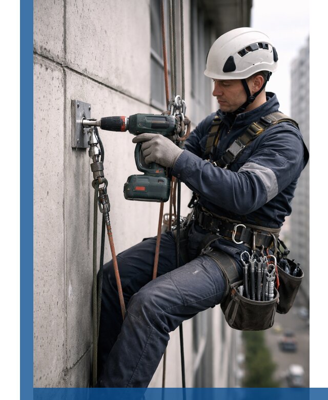 Установка анкерных точек для высотных работ в Кандалакше