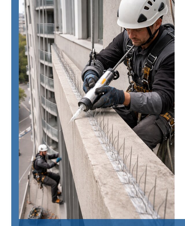 Установка шипов от птиц на фасадах и кровлях в Кандалакше